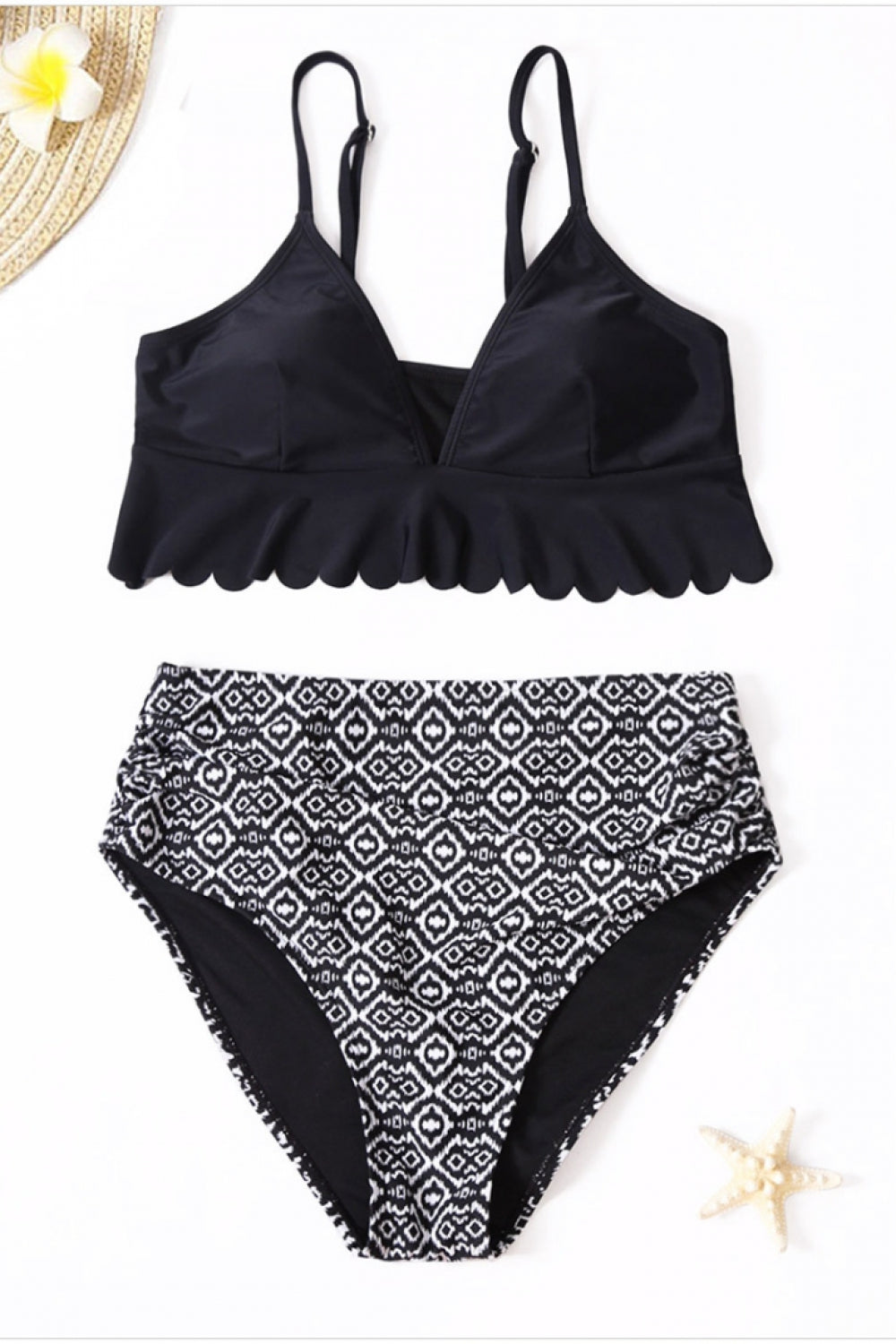 Printed Ruffled Bikini Set Areous