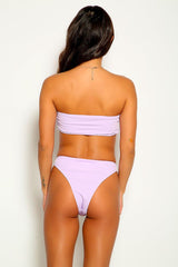 Purple Bandeau Padded Two Piece Bikini Areous