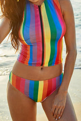 Rainbow Striped Split Bikini Areous