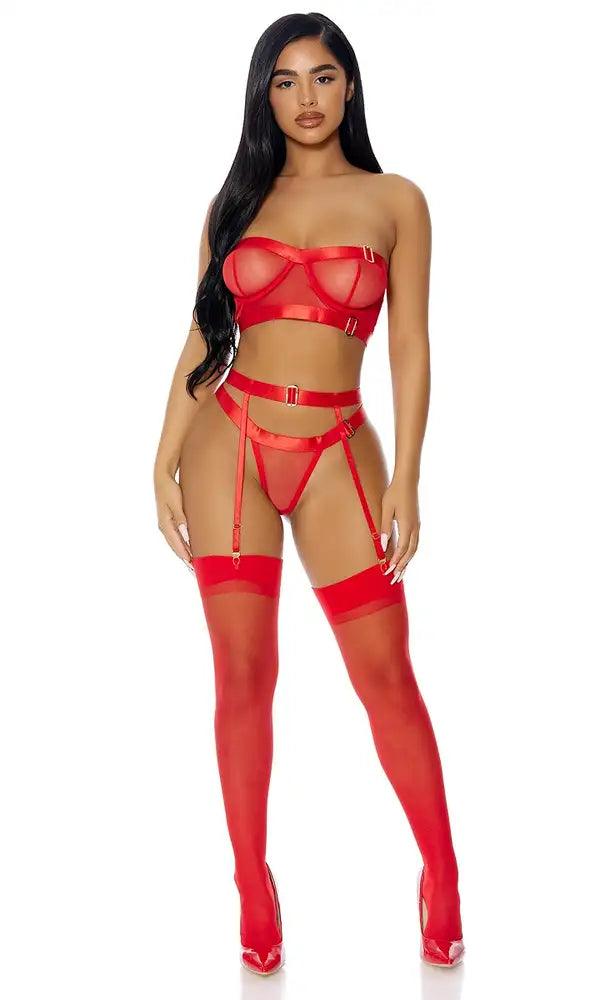 Red Good As Gold Lingerie Set Areous