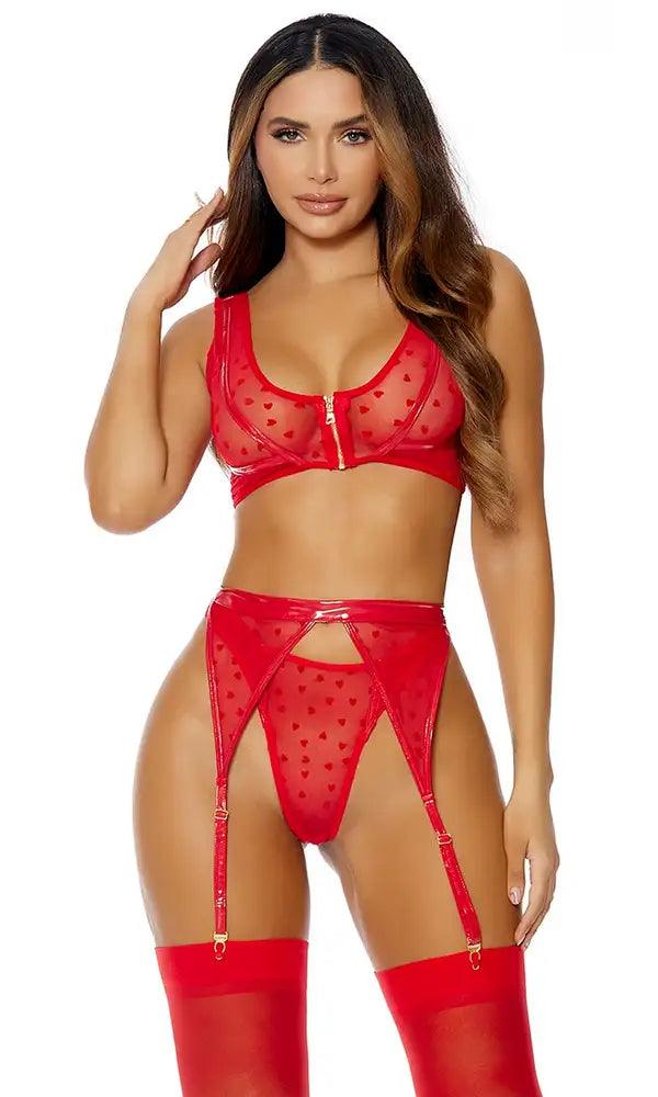 Red Heart To Catch Lingerie Set Areous