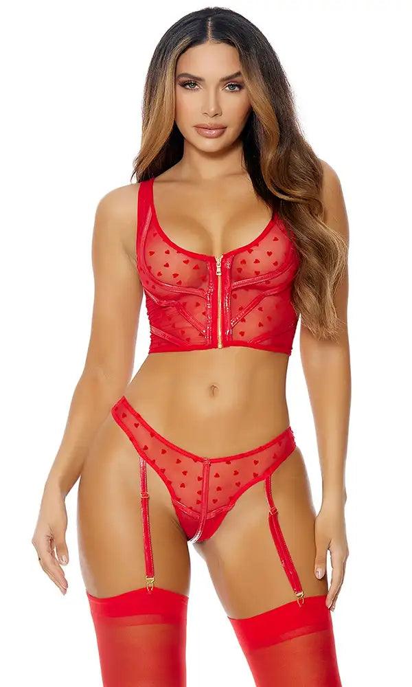 Red Heart To Handle Lingerie Set Areous