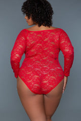 Red Hot Long Sleeved Bodysuit | Plus Size Areous