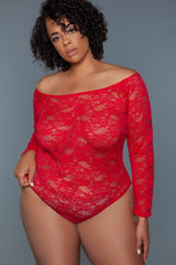 Red Hot Long Sleeved Bodysuit | Plus Size Areous