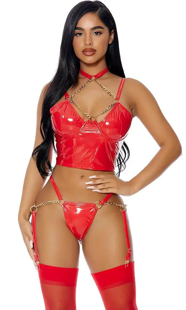 Red Link Me Up Lingerie Set Areous