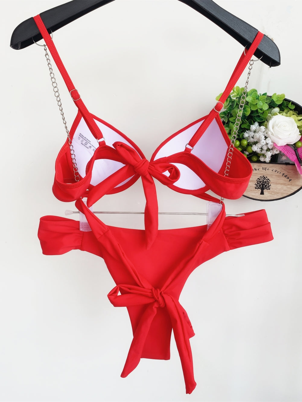 Red Two Piece Push Up Swiwmear Areous