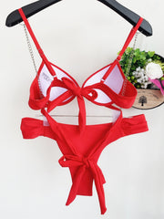 Red Two Piece Push Up Swiwmear Areous