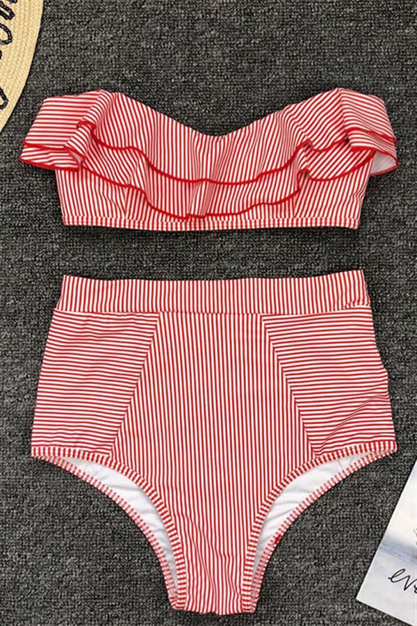 Retro Flounce Bikini Set Areous