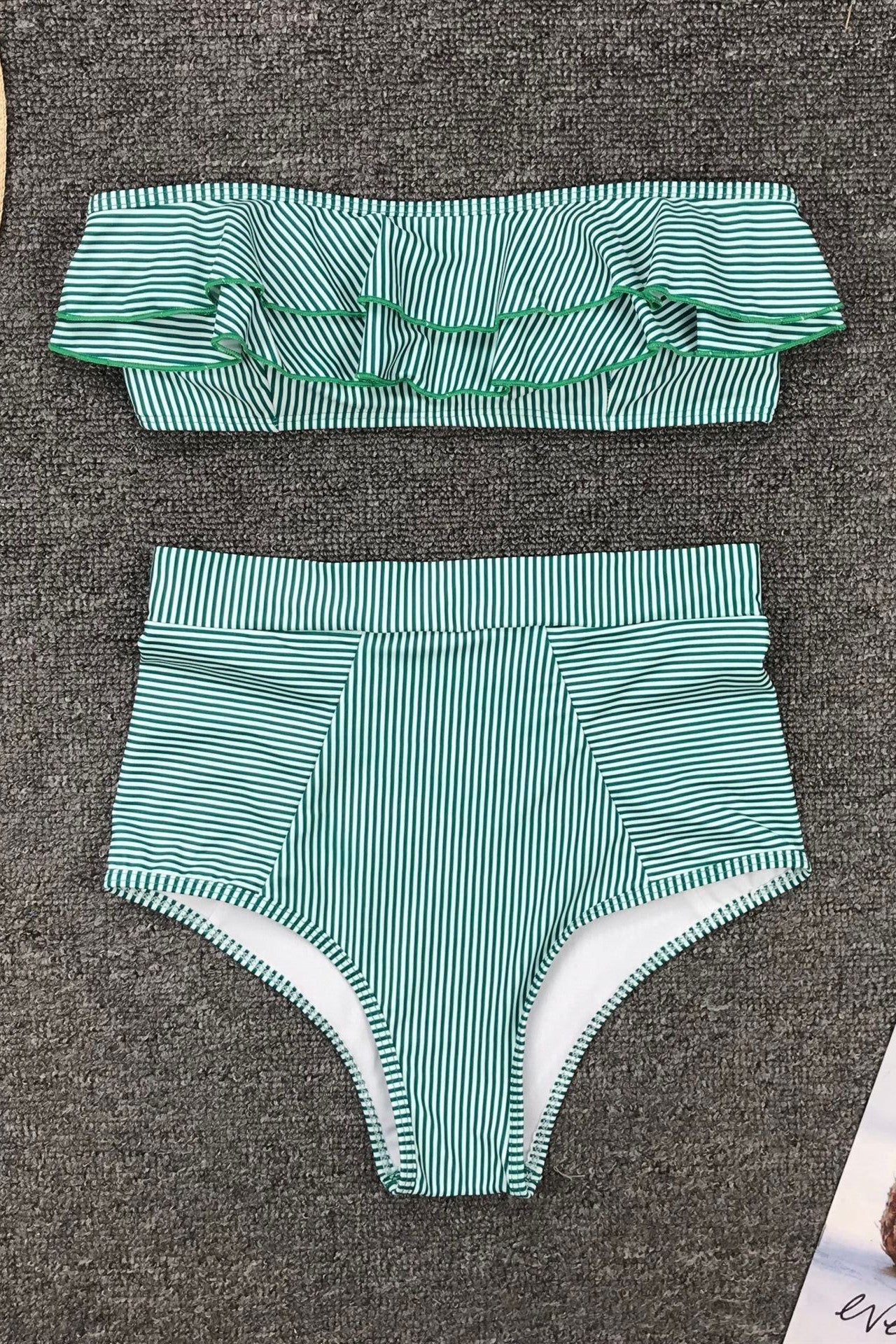 Retro Flounce Bikini Set - Yellow Areous