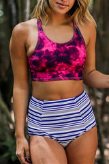 Retro High Waist Floral Vest Bikini Set Areous