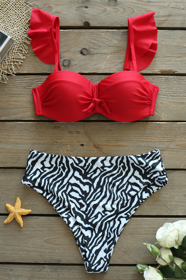 Ruffle Bandage High Waist Bikini Set Areous