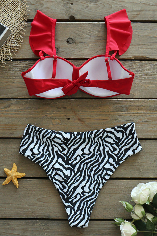 Ruffle Bandage High Waist Bikini Set Areous