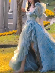 Puff sleeve casual fairy chiffon dress