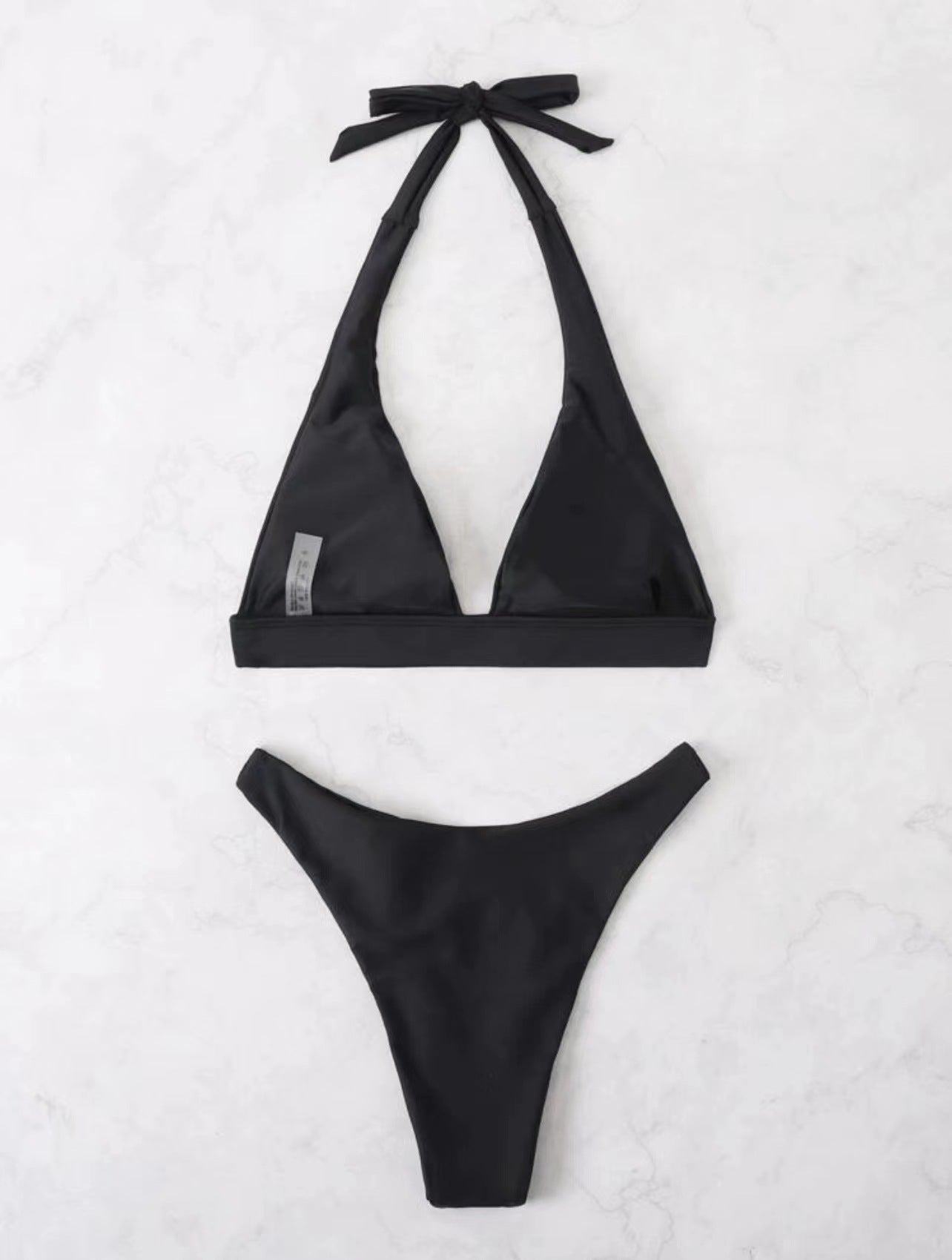 Sheer Strap Halter Bikini Set Areous