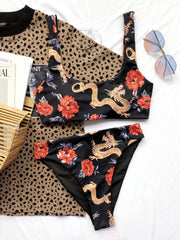 Simple Flower Two Piece Swimwear Areous