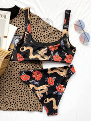 Simple Flower Two Piece Swimwear Areous