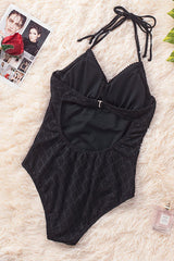 Sling Gathered Lace Cutout One Piece Swimsuit Areous