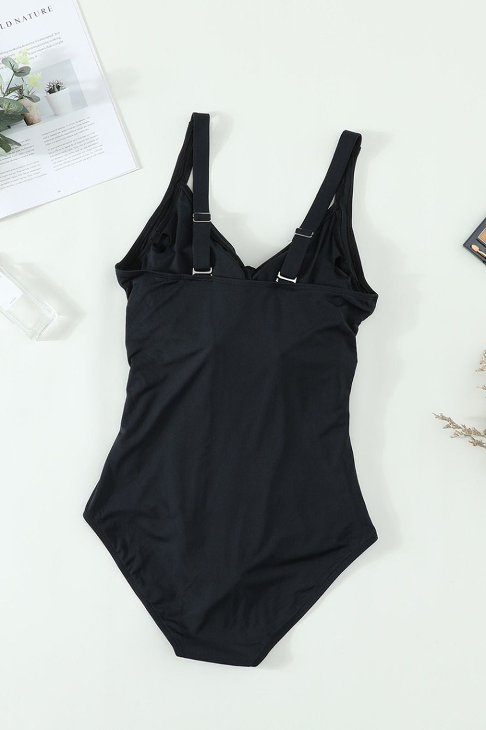 Sling Solid Color Triangle One-Piece Swimsuit Areous