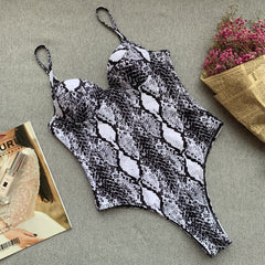 Snake Skin One-Piece Swimwear Areous