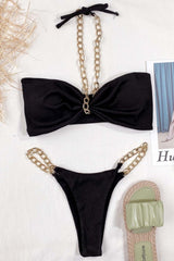 Solid Color Chain Bikini Areous