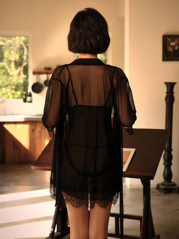 Solid Color Lace Slip Dress Areous