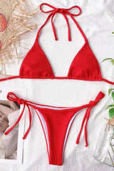 Solid Color Tie Bikini Areous