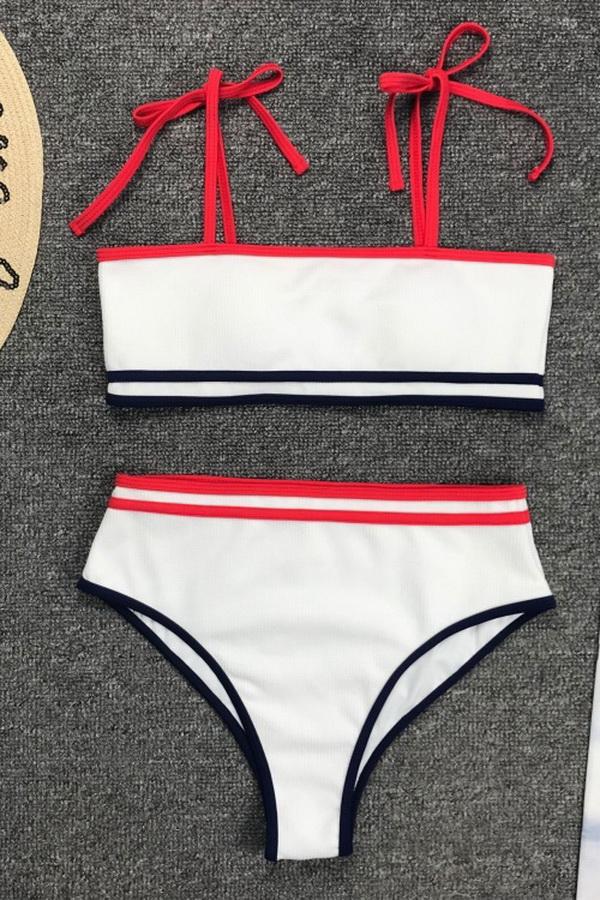 Split Stitching High Waist Bikini Areous