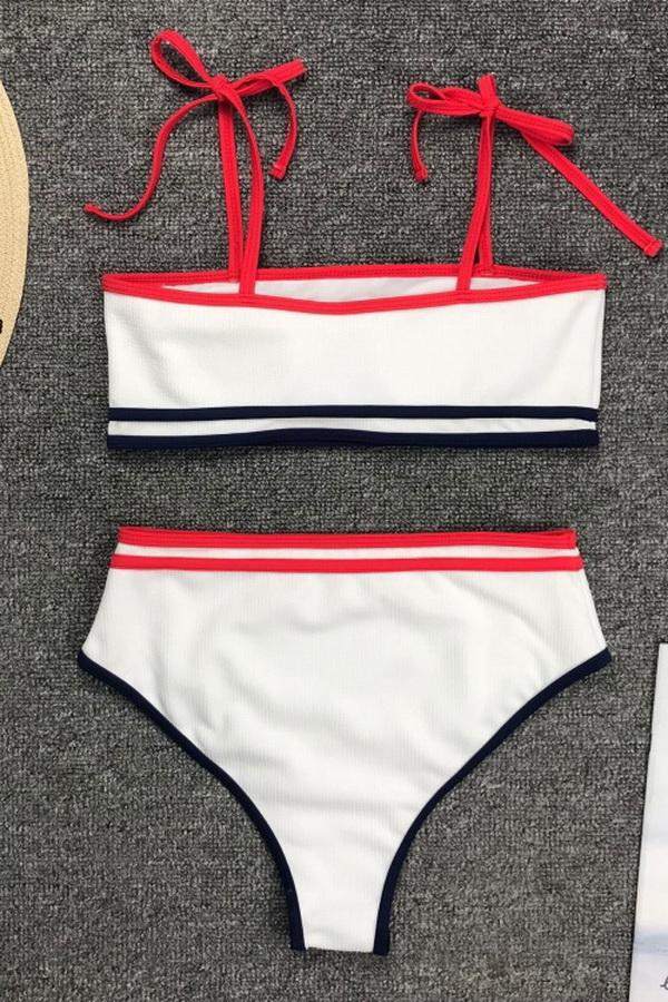 Split Stitching High Waist Bikini Areous