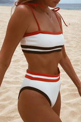 Split Stitching High Waist Bikini Areous
