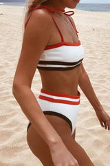 Split Stitching High Waist Bikini Areous