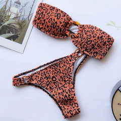 Strapless Leopard Swimwear Areous