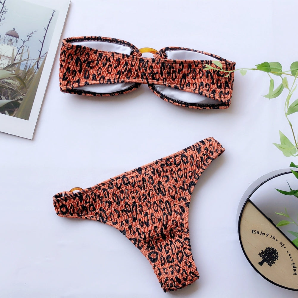 Strapless Leopard Swimwear Areous