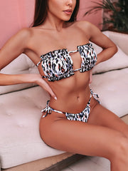 Strapless Ruched Thong Swimwear Areous