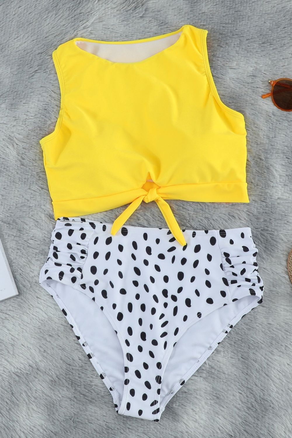 Striped Bow High Waist Triangle Bikini Areous