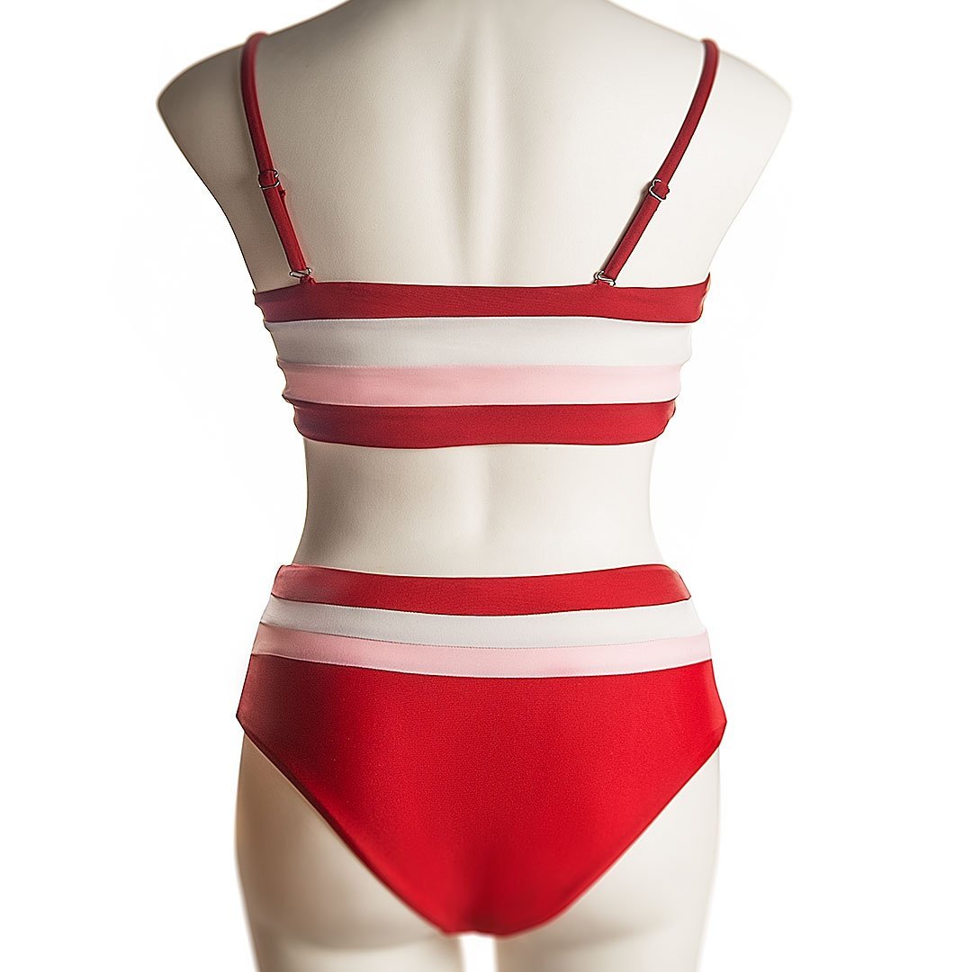 Striped High-waisted Bikini Areous