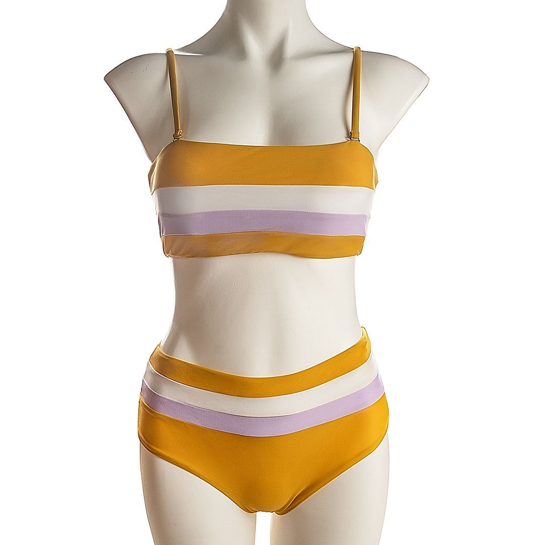 Striped High-waisted Bikini Areous