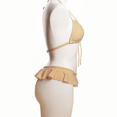 Striped Ruffled Bikini Areous