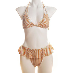 Striped Ruffled Bikini Areous