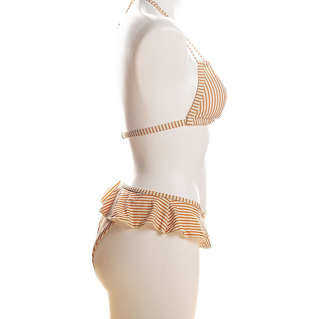 Striped Ruffled Bikini Areous