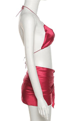 Summer Burgunry Three Piece Party Bra Set Areous