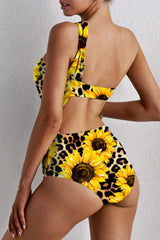 Sunflower One-Shouder One-Piece Bikini Areous