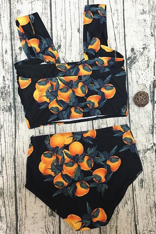 Tangerine Printed Bikini Set Areous