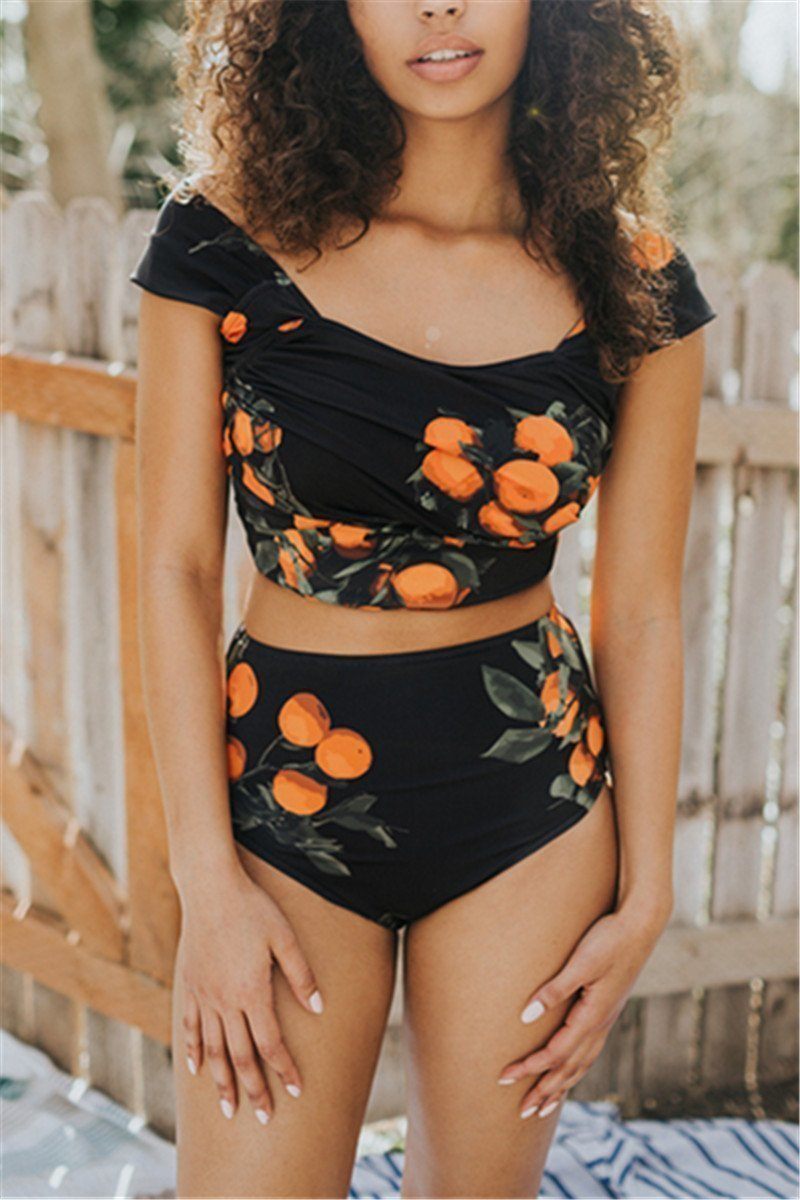 Tangerine Printed Bikini Set Areous