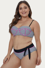 Tartan Printed Plus Size Bikini Set Areous