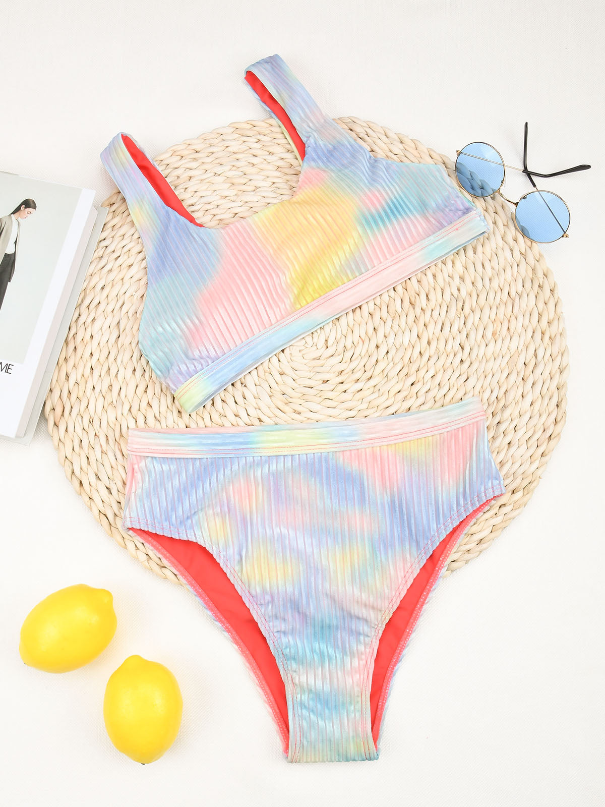 Tie Dye High Waist Bikini Set Areous