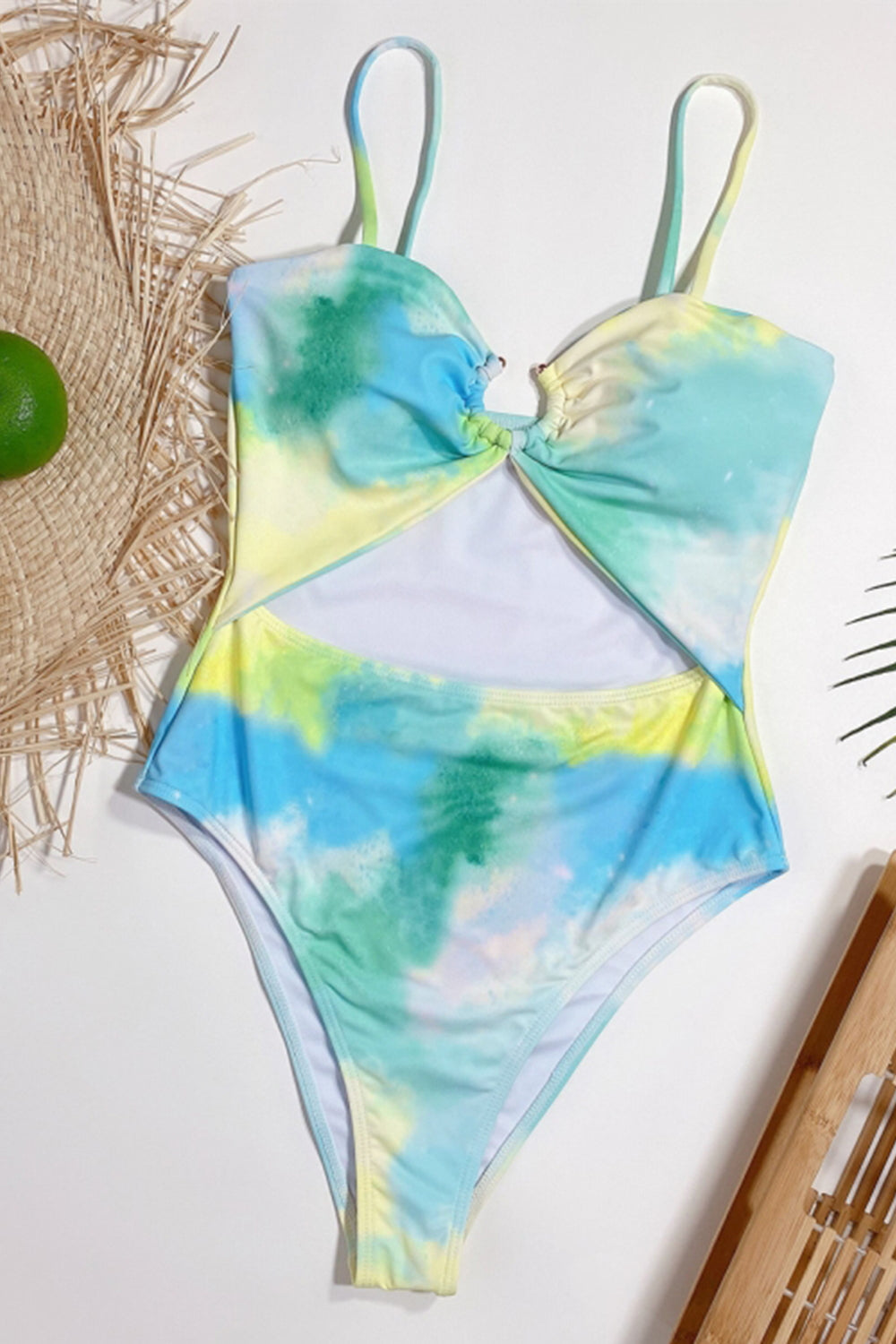 Tie-Dye Hollow One-Piece Swimsuit Areous