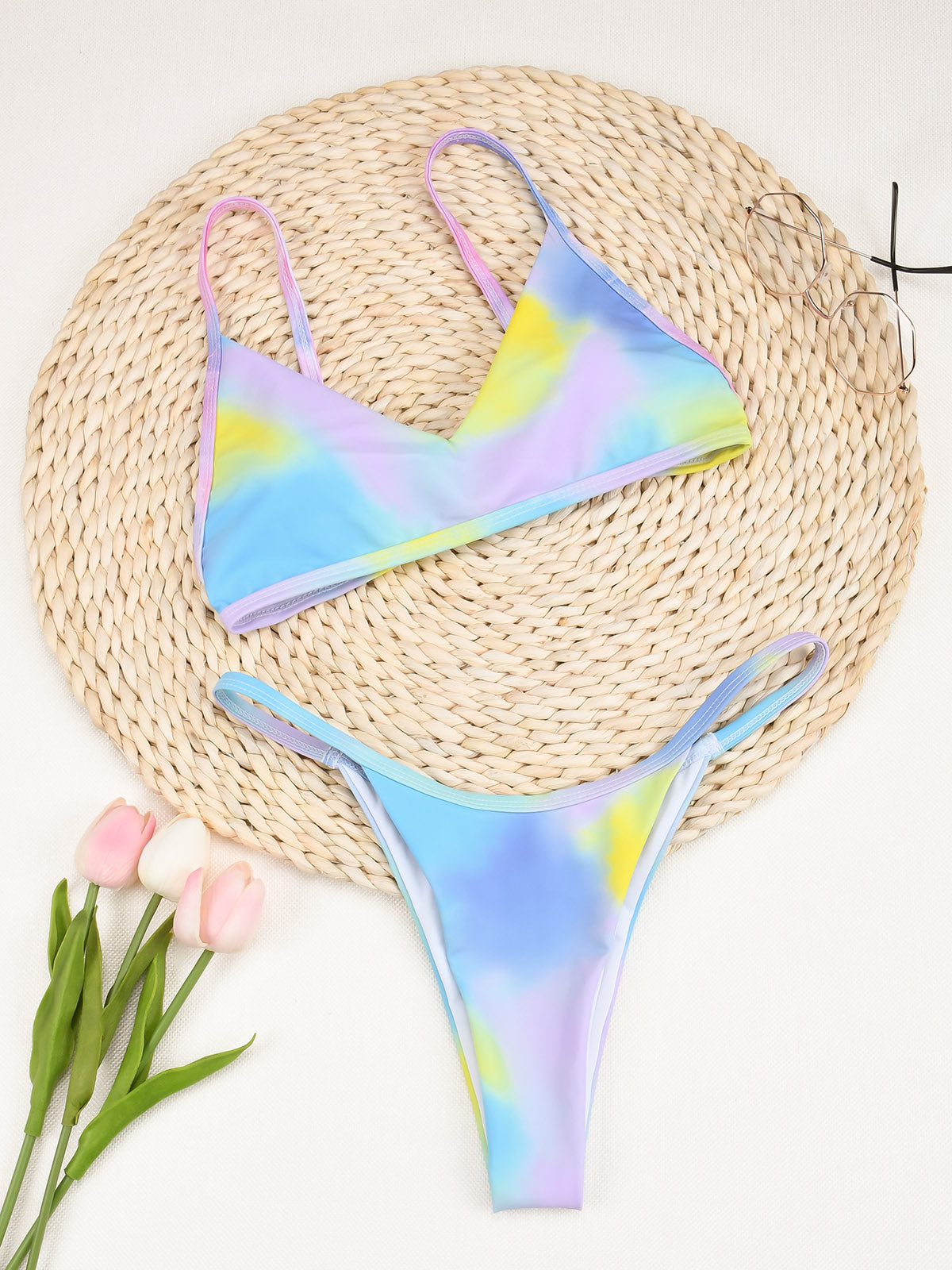 Tie Dye Thong Brazilian Bather Bikini Set Areous