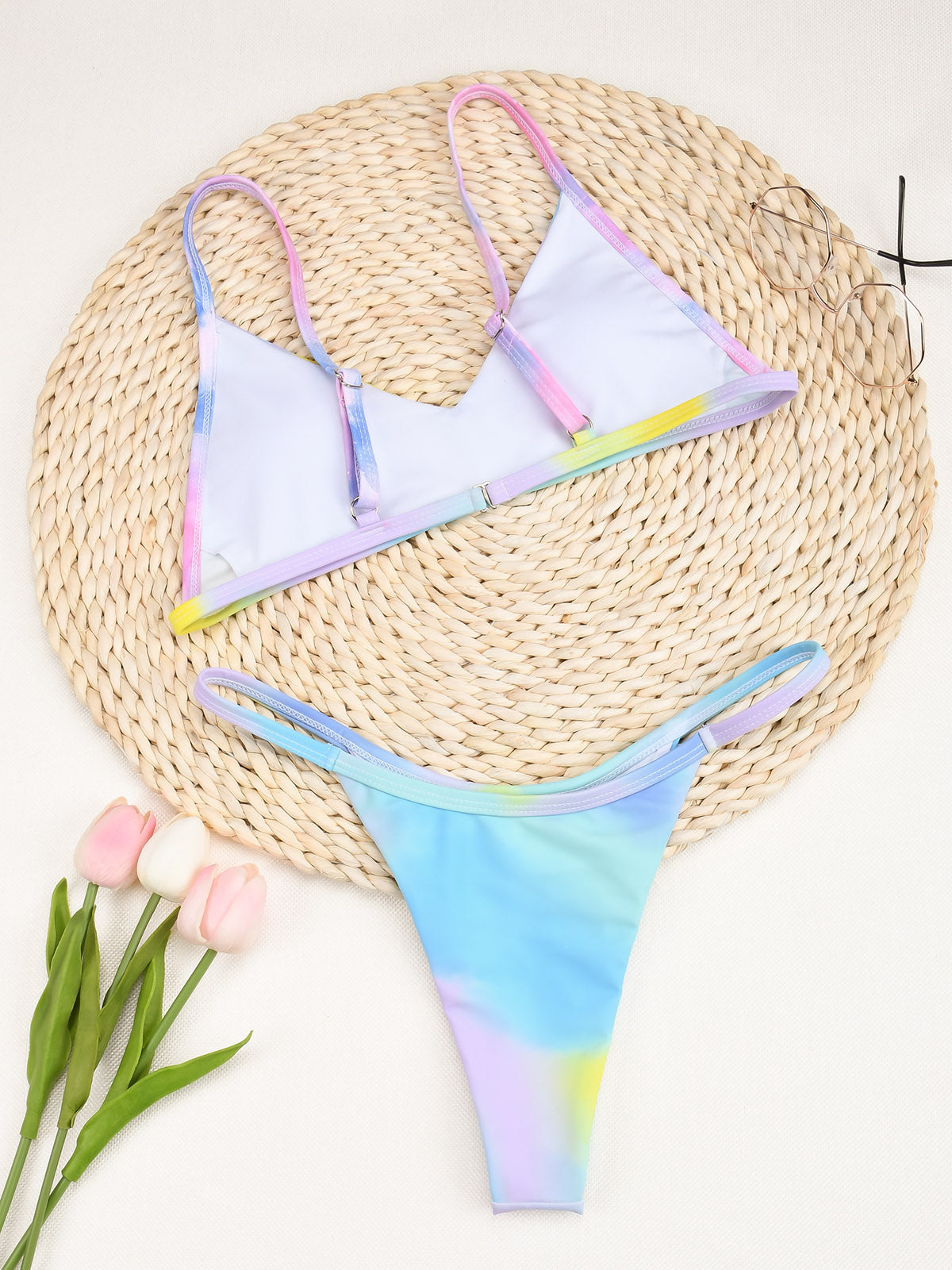 Tie Dye Thong Brazilian Bather Bikini Set Areous
