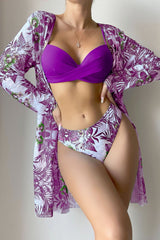 Tropical Pattern Bikini Cover Up Set Areous