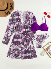 Tropical Pattern Bikini Cover Up Set Areous